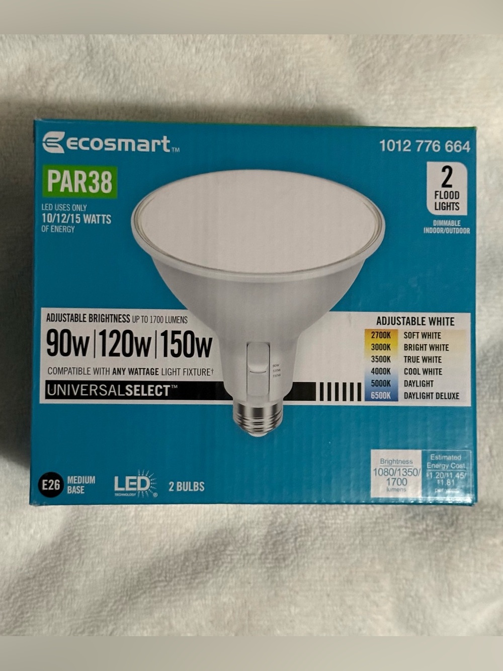 EcoSmart PAR38 LED Light Bulbs 2 Pack Adjustable Selectable CCT Dimmable E26